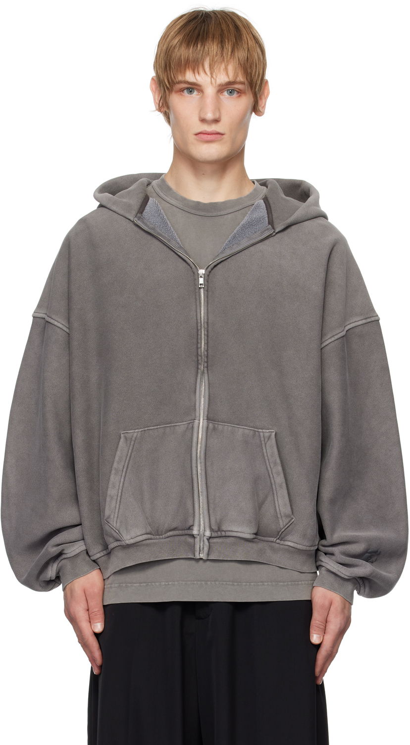 Суитчър Alexander Wang Oversize Zip-Up Hoodie Сиво | UCC4242028