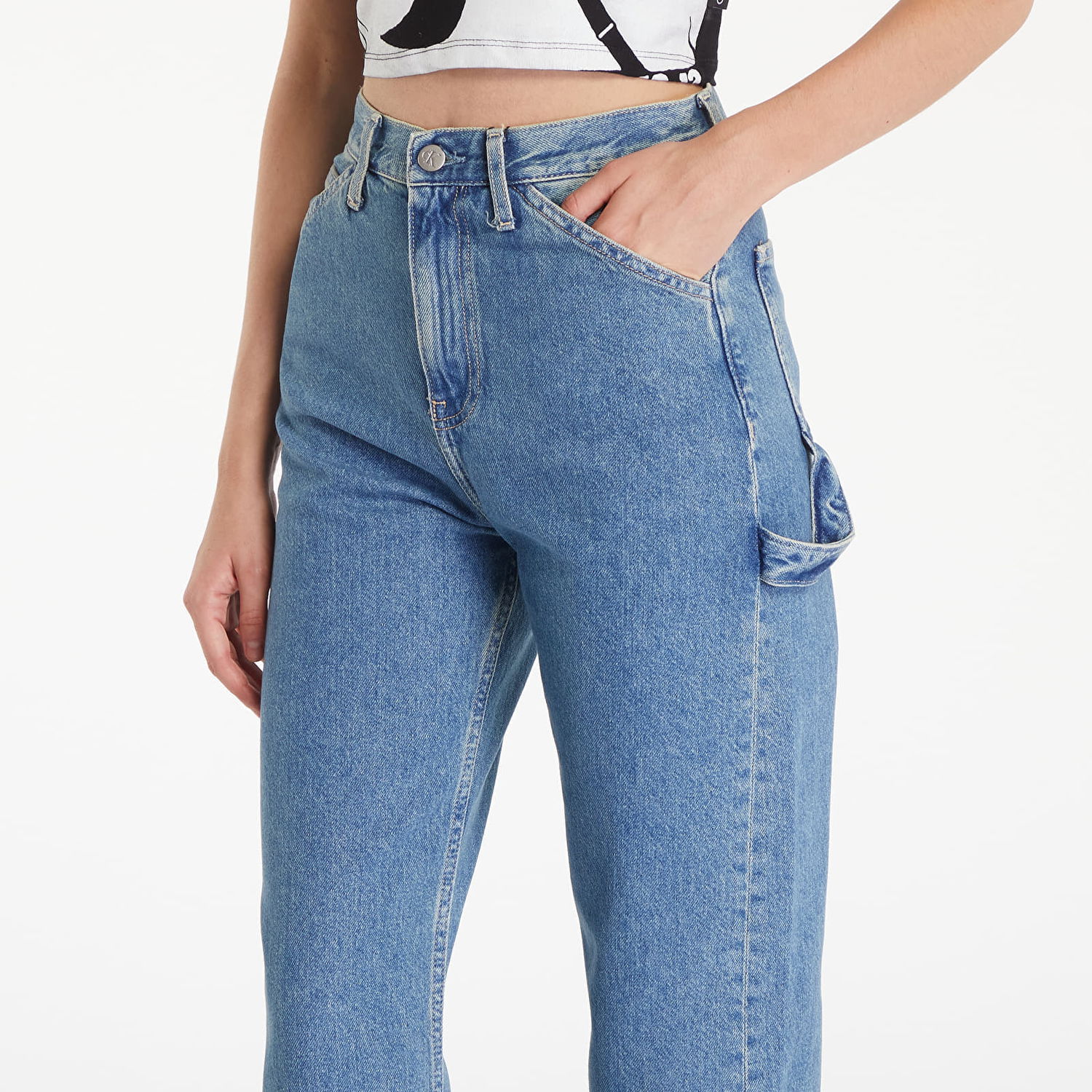 Дънки CALVIN KLEIN High Rise Straight Denim Light Синьо | J20J223718 1AA, 1