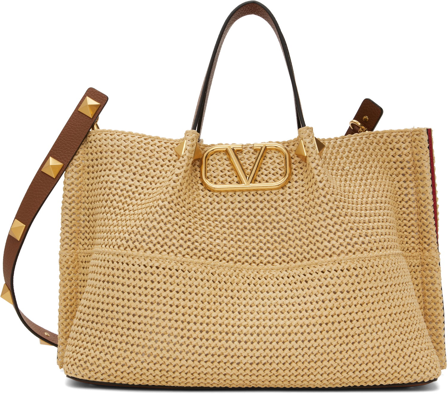 Голяма пазарска чанта Valentino Valentino Garavani Medium Straw Summer Tote Бежово | 6W2B0K39YCE, 0