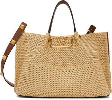 Голяма пазарска чанта Valentino Valentino Garavani Medium Straw Summer Tote Бежово | 6W2B0K39YCE, 0