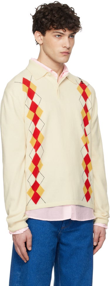 Пуловер Marni Marni Argyle Detail Knit Polo Shirt Бежово | POMG0072Q2 UFH546, 1