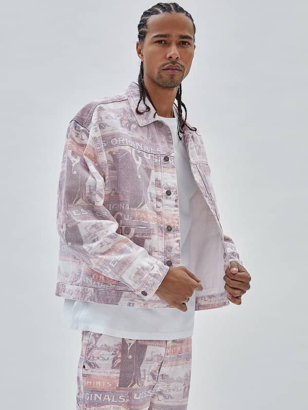 Яке GUESS Originals All Over Print Denim Jacket Розово | M3BG77D4SB0, 0