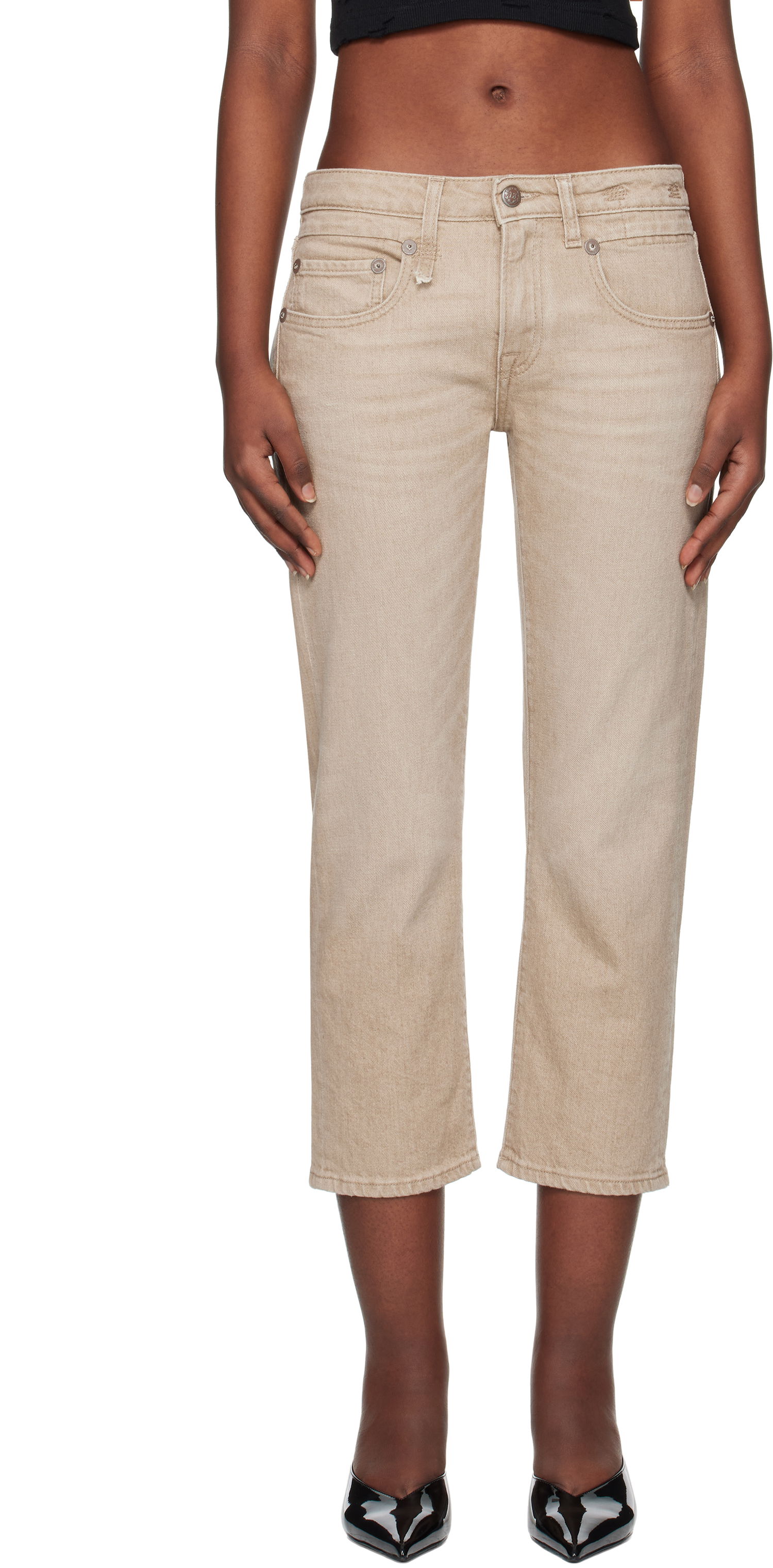 Дънки R13 R13 Boy Straight Cropped Jeans Бежово | R13W0091-D288A, 0