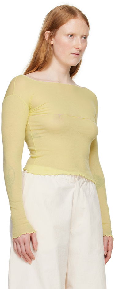 Тениска Baserange Baserange Tabbys Star Lettuce Edge Long Sleeve T-Shirt Жълто | TOTA-CG-SU24, 1