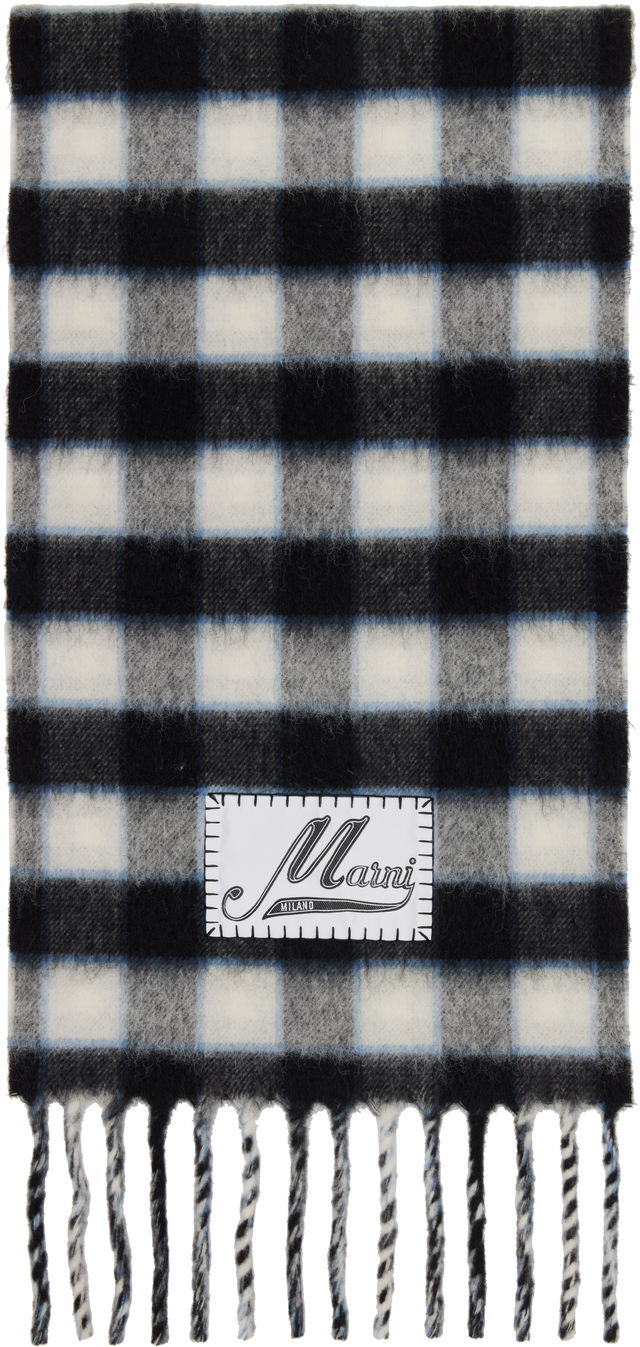 Double Check Logo Wool Mohair Scarf