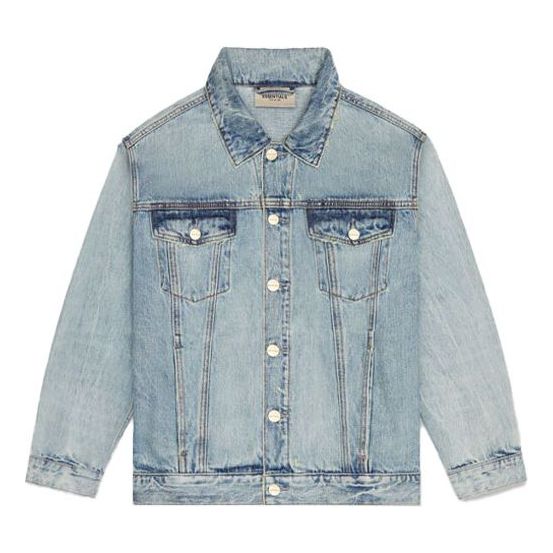 Яке бомбър Fear of God Essentials Denim Trucker Jacket Синьо | FOG-FW20-363