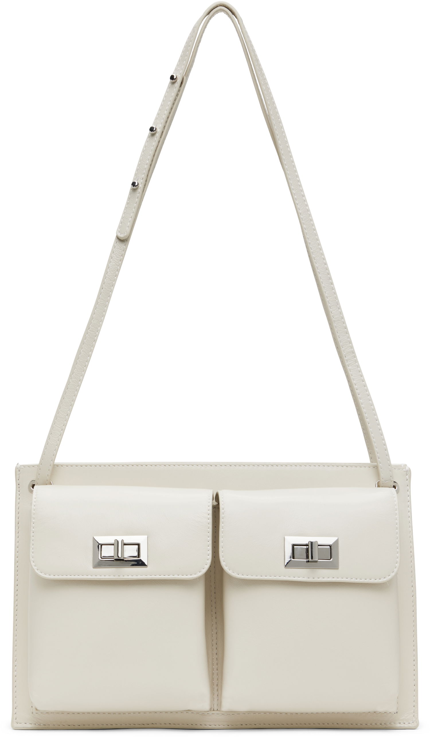 Чанта през рамо BY FAR Double Pocket Shoulder Bag Бяло | MWBSB024LL002WH020PL, 0