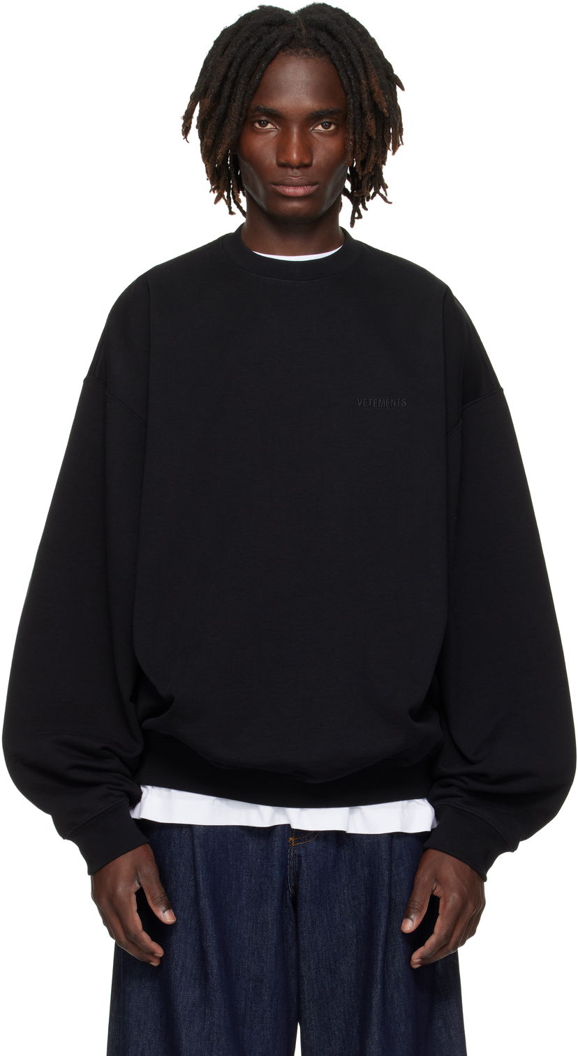 Суитчър VETEMENTS VETEMENTS Logo Oversized Sweatshirt Черно | UH76CW100B
