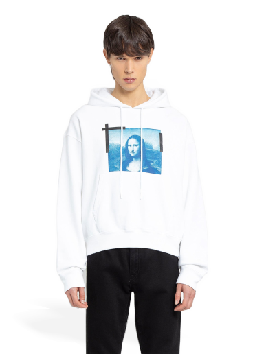 Суитчър Off-White Monalisa Over Hoodie Бяло | OMBB037C99FLE0050145