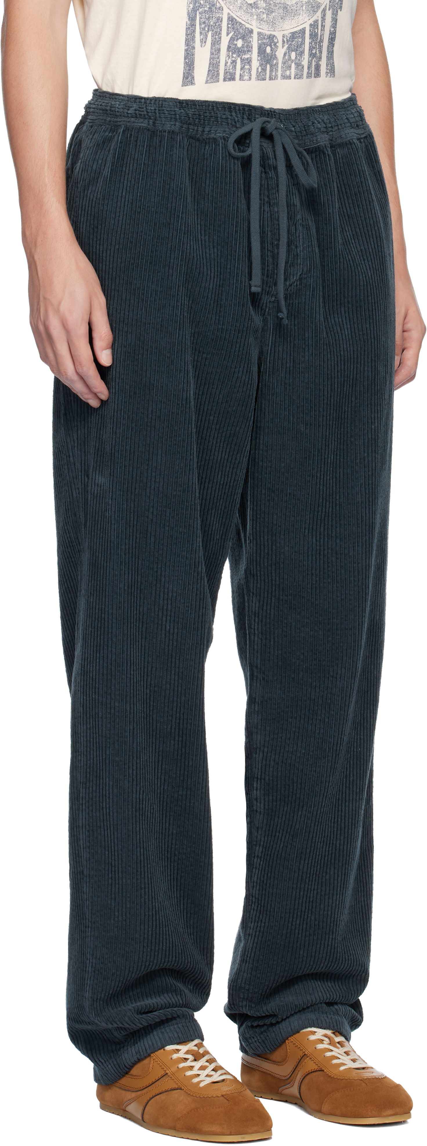 Панталони ISABEL MARANT Nirlen Corduroy Drawstring Trousers Тъмно синьо | 24HPA0468HA-B4G03H, 1