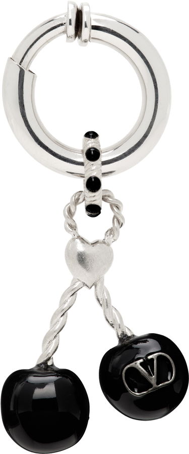 Обеци Valentino Valentino Garavani Chez Valentino Silver-Tone & Black Onyx Cherry Clip-On Single Earring Металик | 7Y2J0AK1MJP, 0
