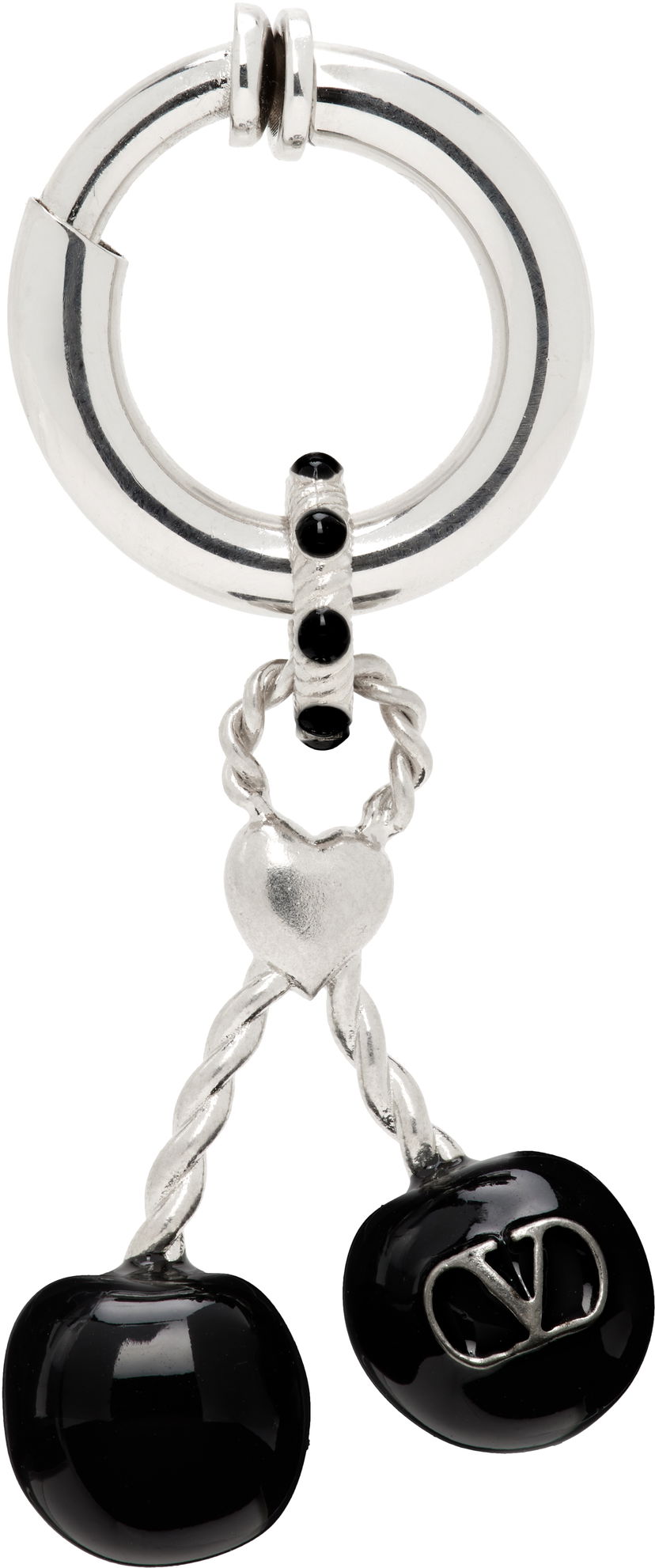 Обеци Valentino Valentino Garavani Chez Valentino Silver-Tone & Black Onyx Cherry Clip-On Single Earring Металик | 7Y2J0AK1MJP