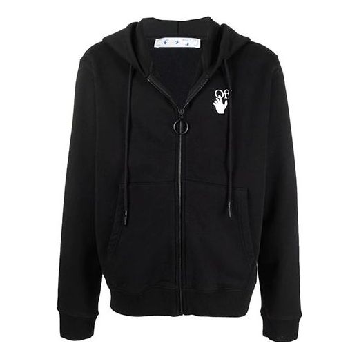 Суитчър Off-White Off-White FW21 Logo Zip Hoodie Черно | OMBE001F21FLE0041084