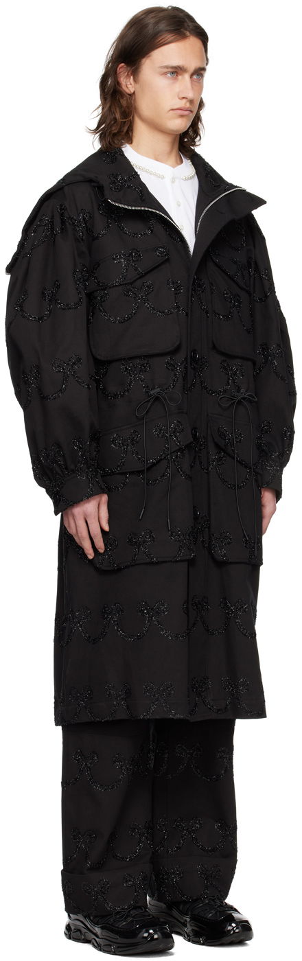 Палта Simone Rocha Simone Rocha Embroidered Denim Coat Черно | 2048 1062, 1