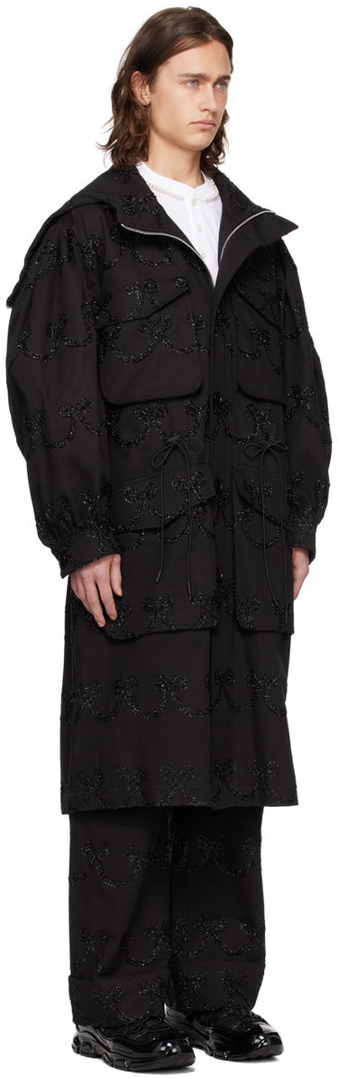 Палта Simone Rocha Simone Rocha Embroidered Denim Coat Черно | 2048 1062, 1