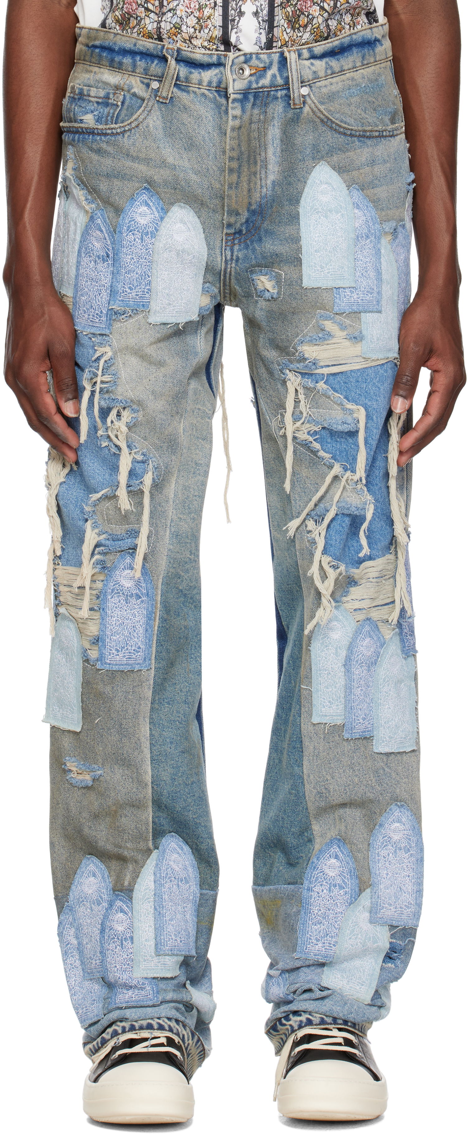 Дънки Who Decides War Who Decides War Patched Arch Repaired Blowout Jeans Синьо | 1120970009SS25, 0