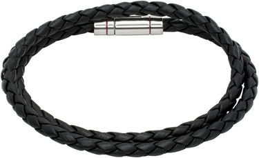 Гривна BOSS HUGO Double Braided Leather Cuff Bracelet Черно | 50532309, 2