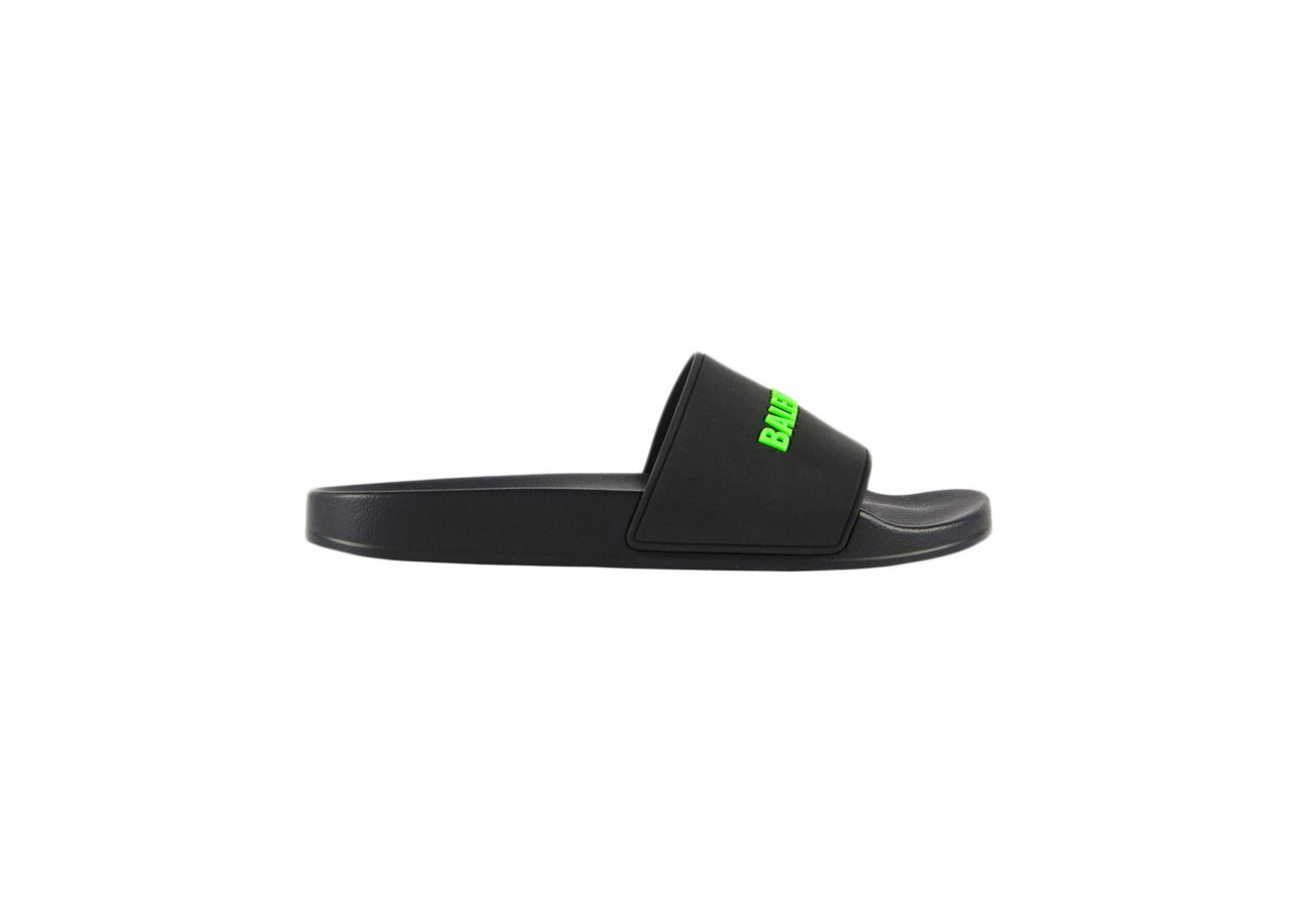 Кецове и обувки Balenciaga Pool Slide Black Fluo Green Черно | 565826W1S811030, 0
