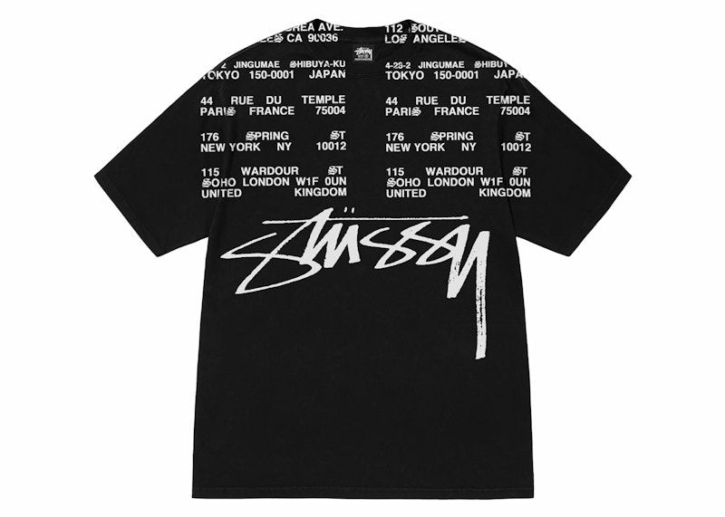 Тениска Stüssy Locations Pigment Dyed T-Shirt Черно | 1905004-0001