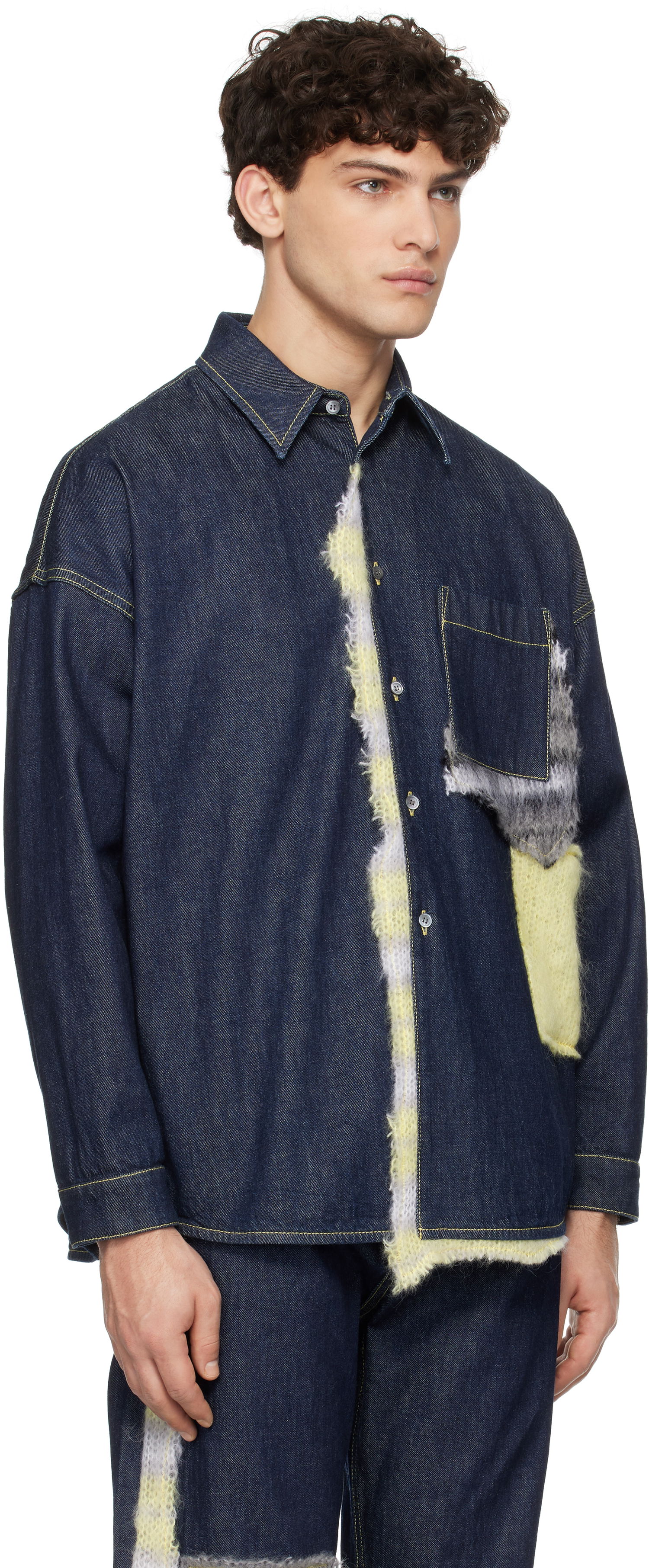 Риза Marni Marni Wool Patched Denim Shirt Синьо | CUJU0061LX USCX27, 1