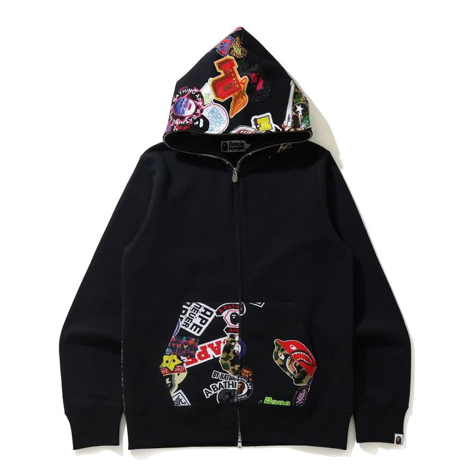 Суитчър BAPE BAPE Multi Motif Print Full Zip Hoodie Black Черно | 1H30-115-016