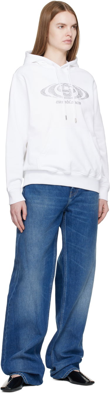 Суитчър Casablanca Crystal Warped Logo Hoodie Бяло | W-SP26-JTP-362-01, 3