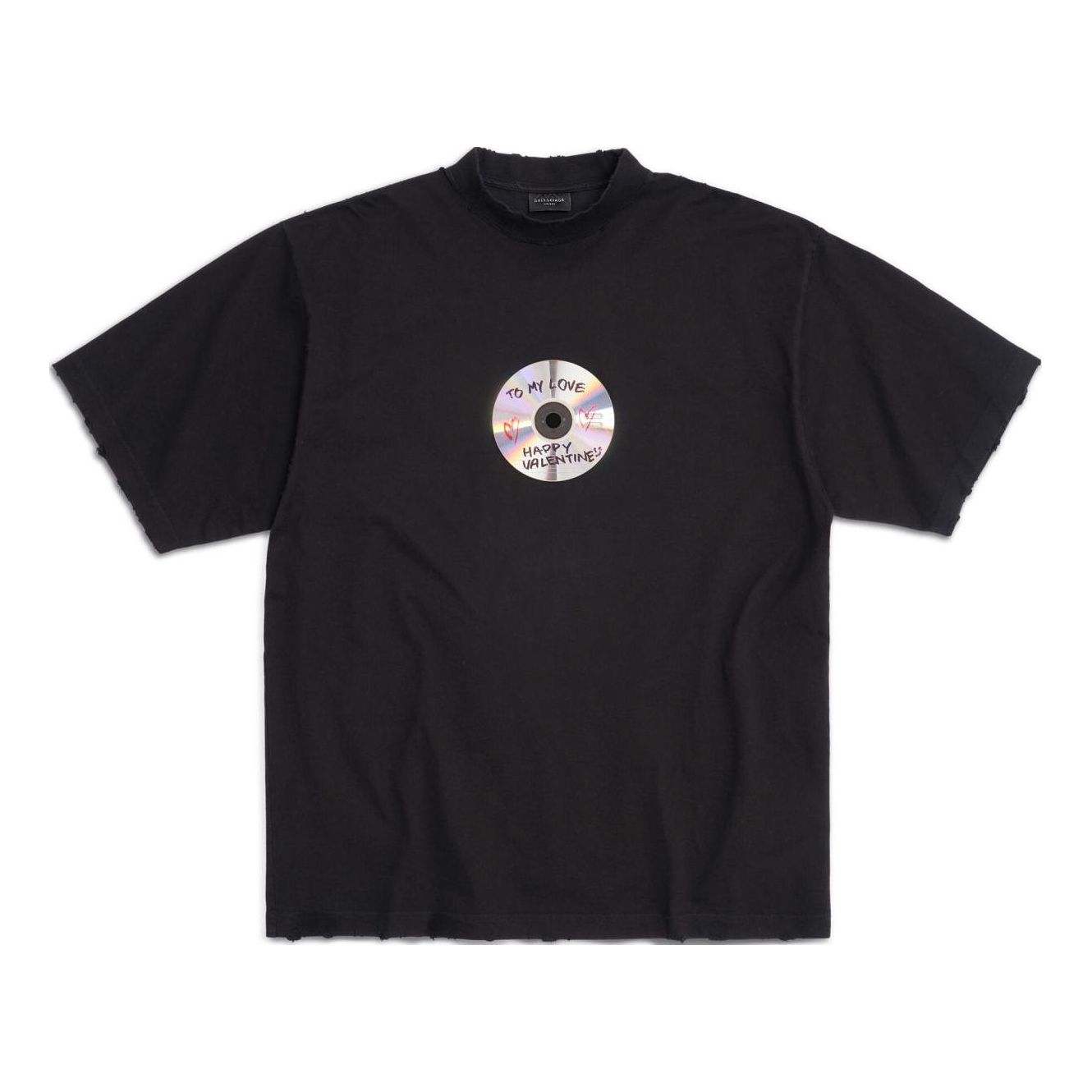 Тениска Balenciaga To My Love Graphic T-Shirt Черно | 764235TQVE41055, 0