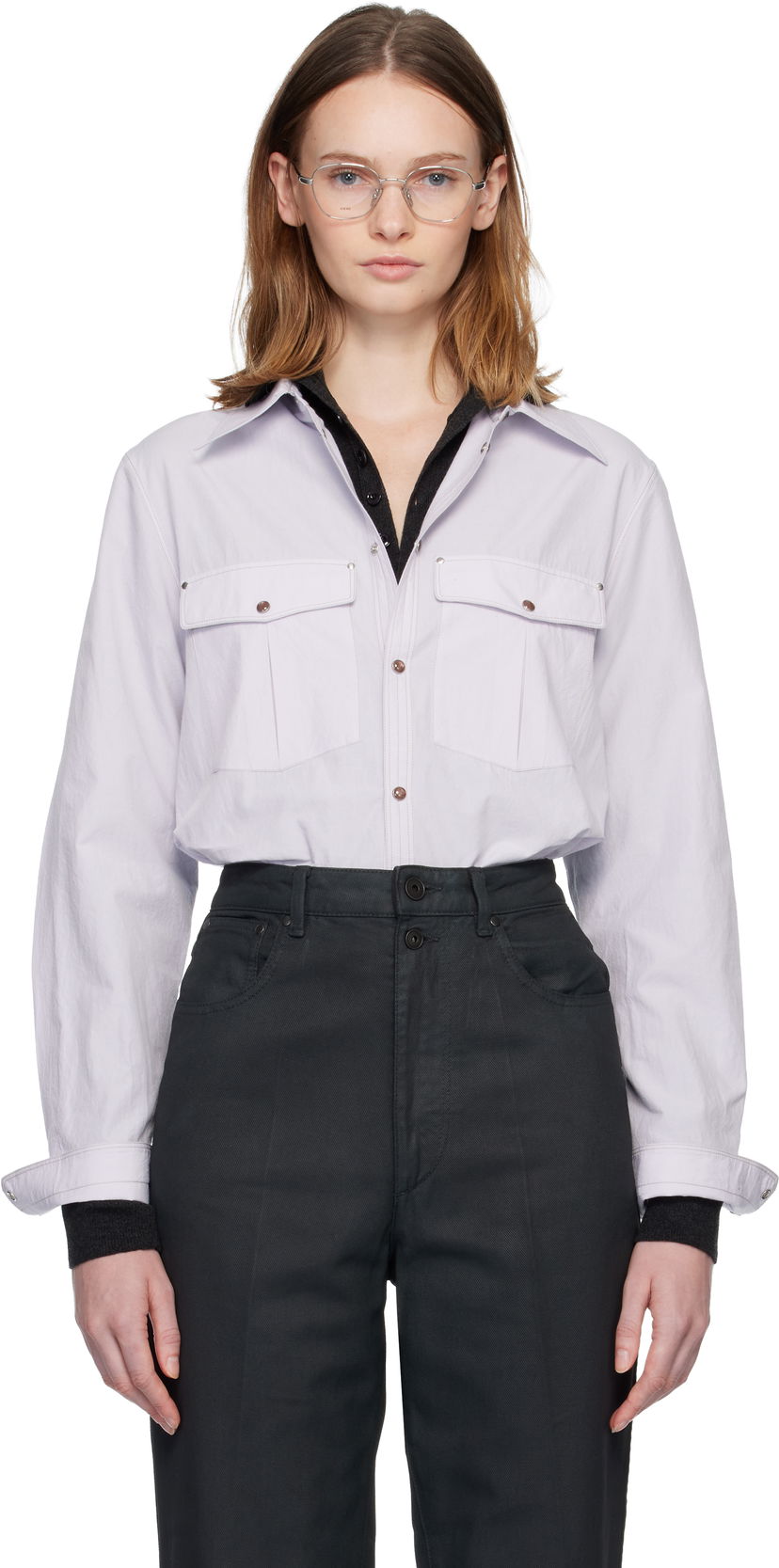 Риза LEMAIRE LEMAIRE Chest-Pocket Fitted Shirt Лилаво | SH1187 LF1399