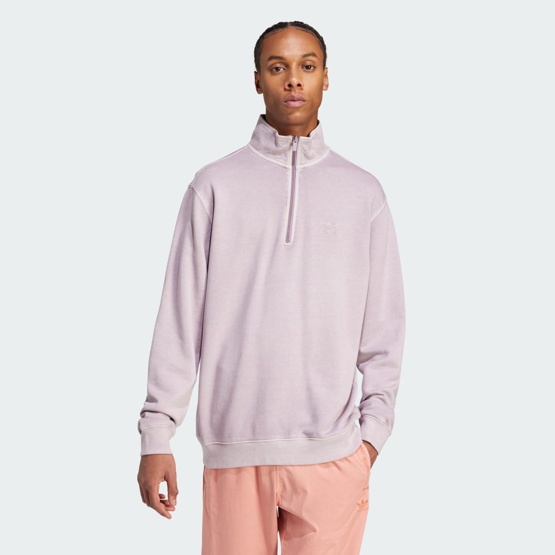 Суитчър adidas Originals Trefoil Essentials+ Dye Half Zip Crew Розово | IS1745, 0