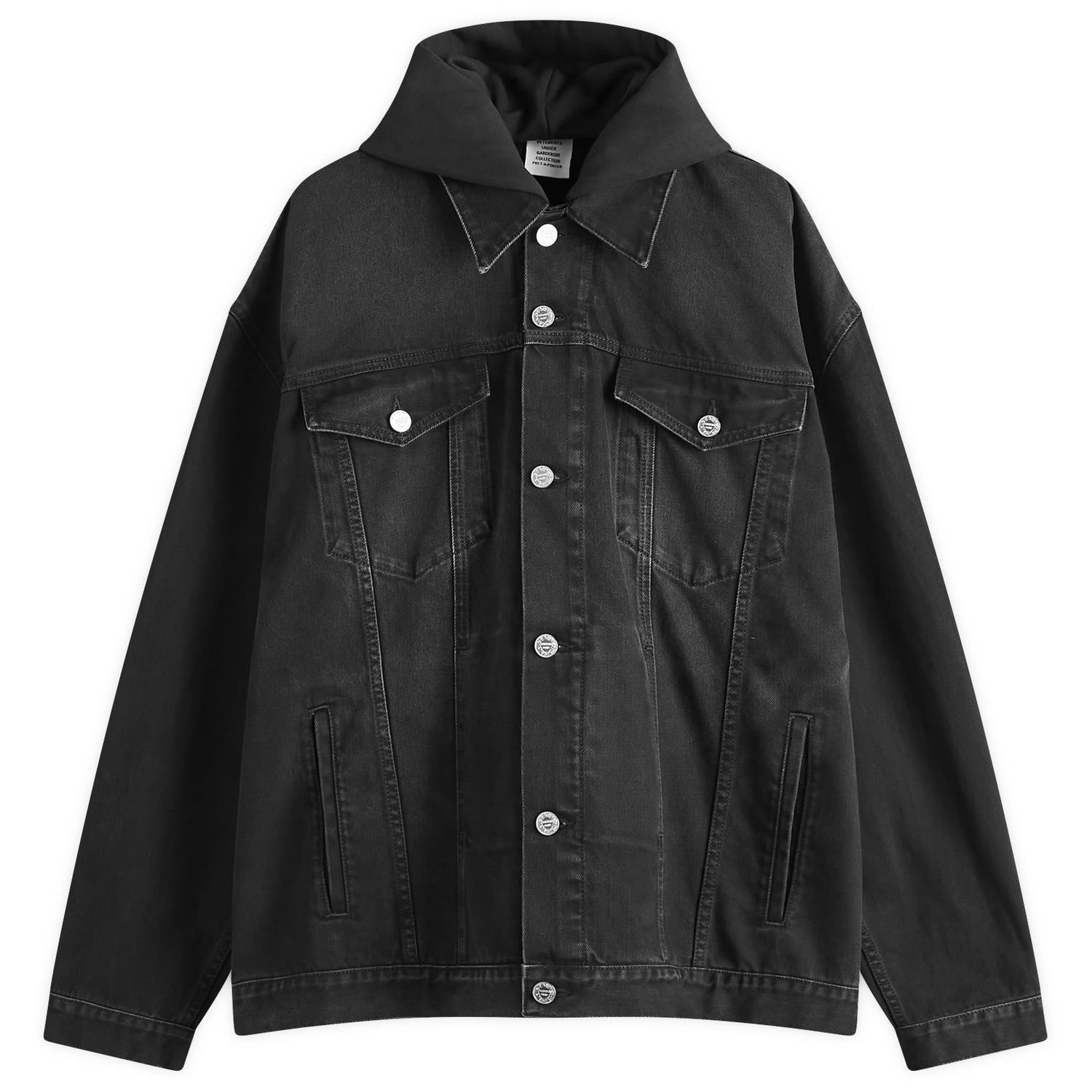 Яке VETEMENTS Vetements 3D Logo Hooded Denim Jacket, Size Large Черно | UA66JA500B, 0