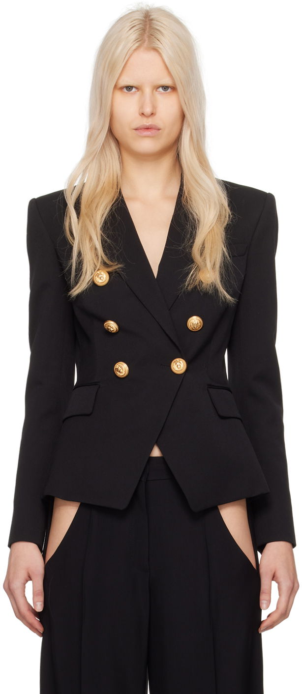 Яке Balmain Double-Breasted Blazer Черно | CF1SG008WB08, 0
