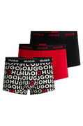 HUGO Men's 3-Pack Stretch Cotton Trunks with Logo Waistbands