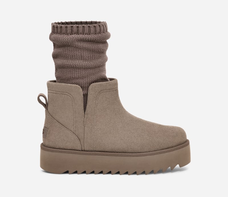 Кецове и обувки UGG Classic Ultra Mini Sock'd Plateau Boot Сиво | 1170712-SKP, 0