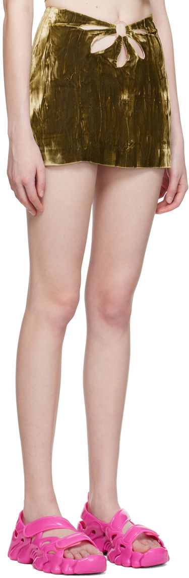 Пола Collina Strada Collina Strada Flower Cutout Velvet Miniskirt Зелено | XX7117 CRUSHED VELVET, 1