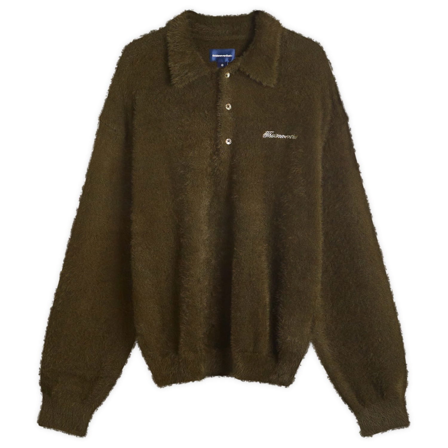 Поло тениска thisisneverthat Knit Polo Shirt Olive Зелено | TN243KKNPK08-OLIV, 0
