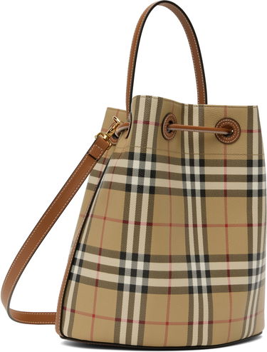 Дамска чанта Burberry Burberry Vintage Check & Leather Drawstring Bucket Bag Бежово | 8109795, 2