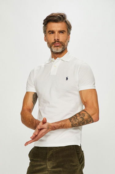 Поло тениска Polo by Ralph Lauren Custom Fit Polo Бяло | 710548797001, 0