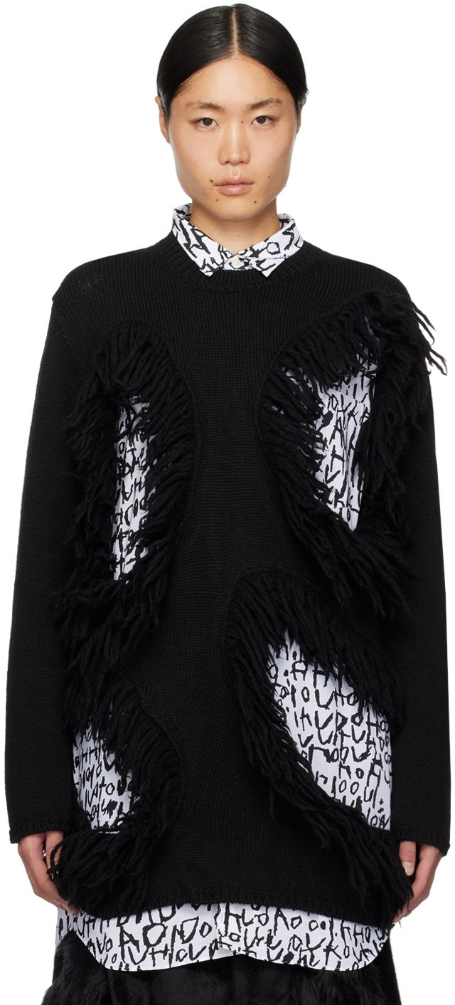 Пуловер Comme des Garçons Fringed Crewneck Sweater Черно | PL-N015-051-1-2, 0