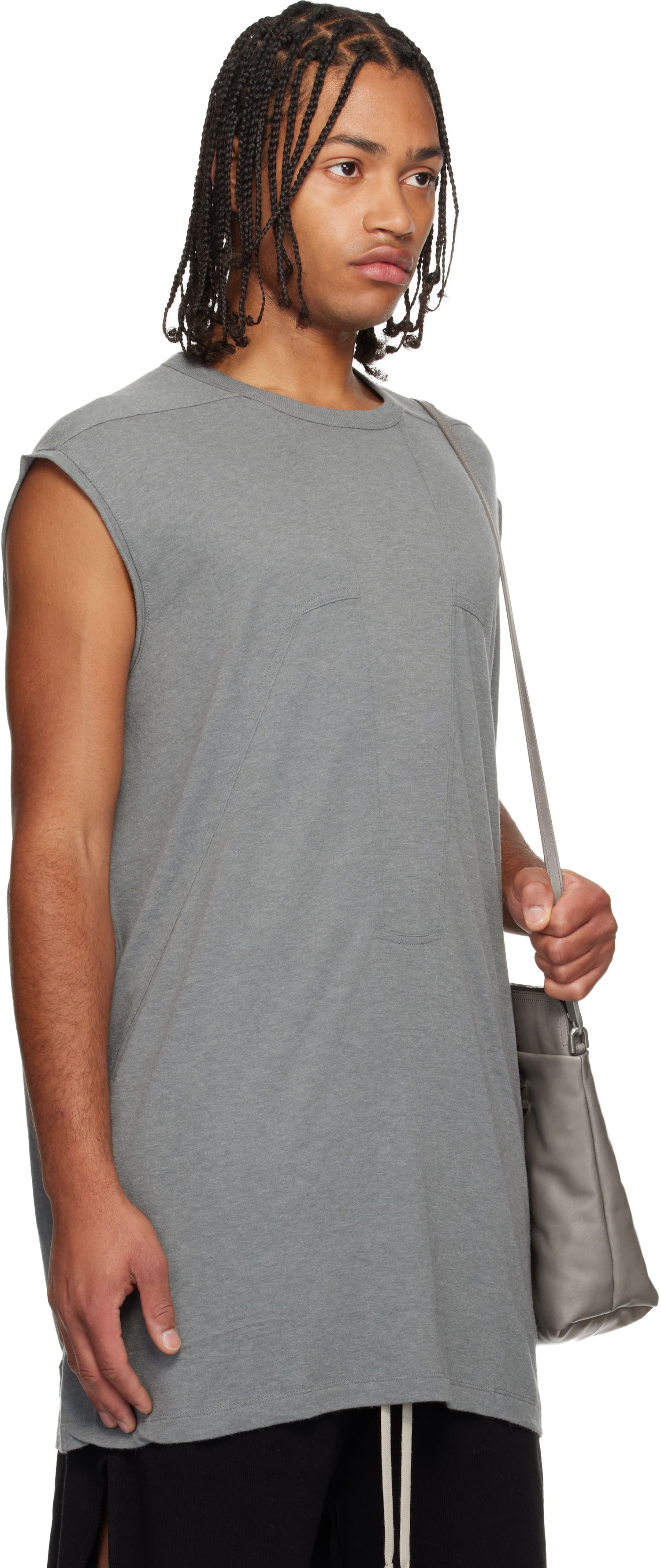 Потник Rick Owens Concordians Splintered Tarp Paneled Sleeveless T-shirt Сиво | RU02E1168 JR, 1