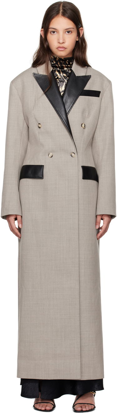 Палта Nanushka Nanushka Ferris Double-Breasted Long Coat Сиво | NW24FWOW36970, 0