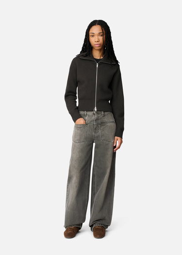 Пуловер AXEL ARIGATO Verve Ribbed Collar Cropped Zip-Up Cardigan Черно | A3703002, 4