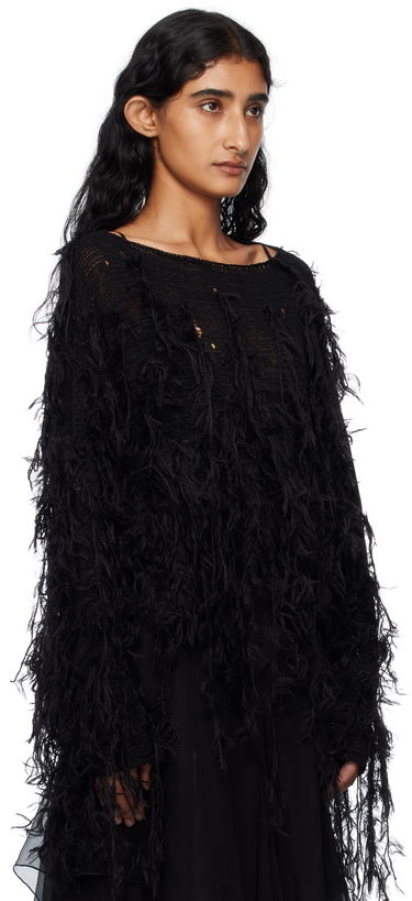 Пуловер Ann Demeulemeester Ann Demeulemeester Vilta Distressed Knit Sweater Черно | B0012850-KN064-099, 1