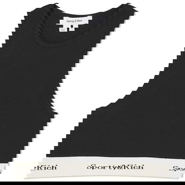 Потник Sporty & Rich Serif Logo Ribbed Cropped Tank Top Черно | LCAW233BK-BLK, 0