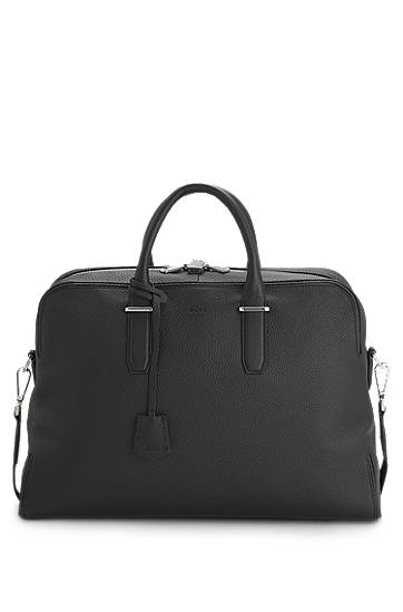 Чанта за пътуване BOSS Grained Leather Holdall with Logo Keyholder Черно | 50548231, 0