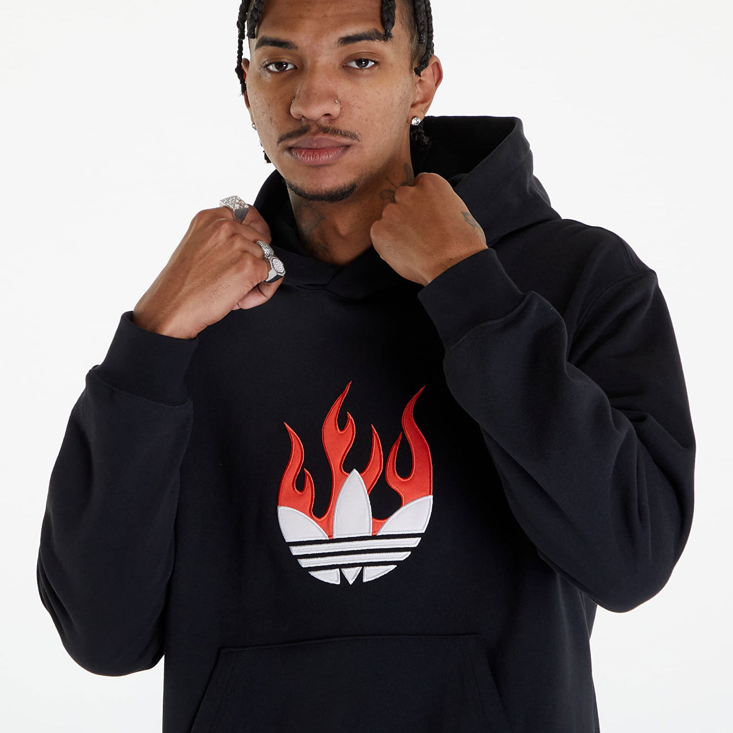 Суитчър adidas Originals Flames Logo Hoodie Black Черно | IS0208, 1