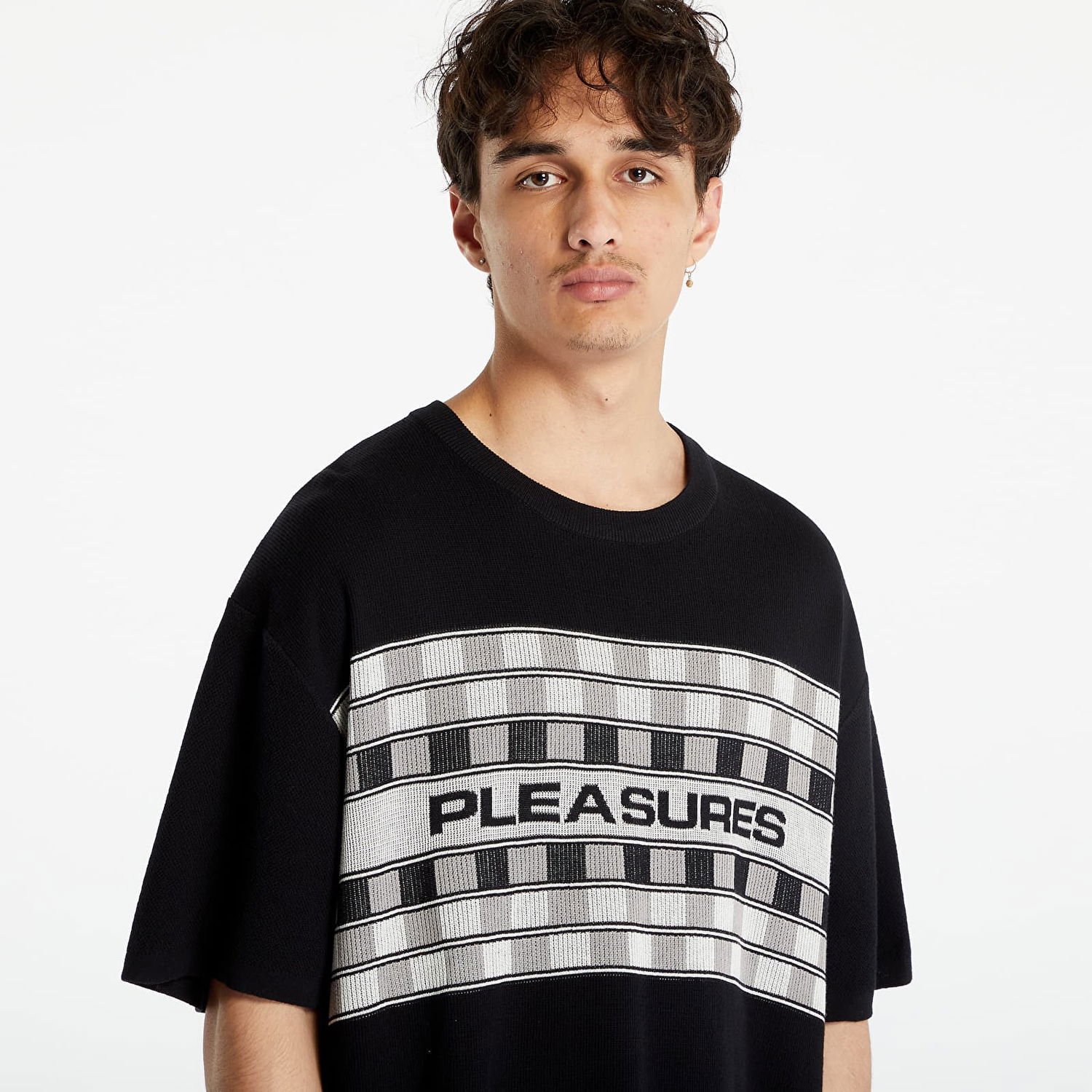 Тениска Pleasures Check Knit Tee Черно | P23SU004 BLACK, 1