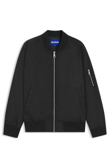 Яке бомбър BOSS Relaxed-Fit Water-Repellent Bomber Jacket with Sleeve Pocket Черно | 50548696