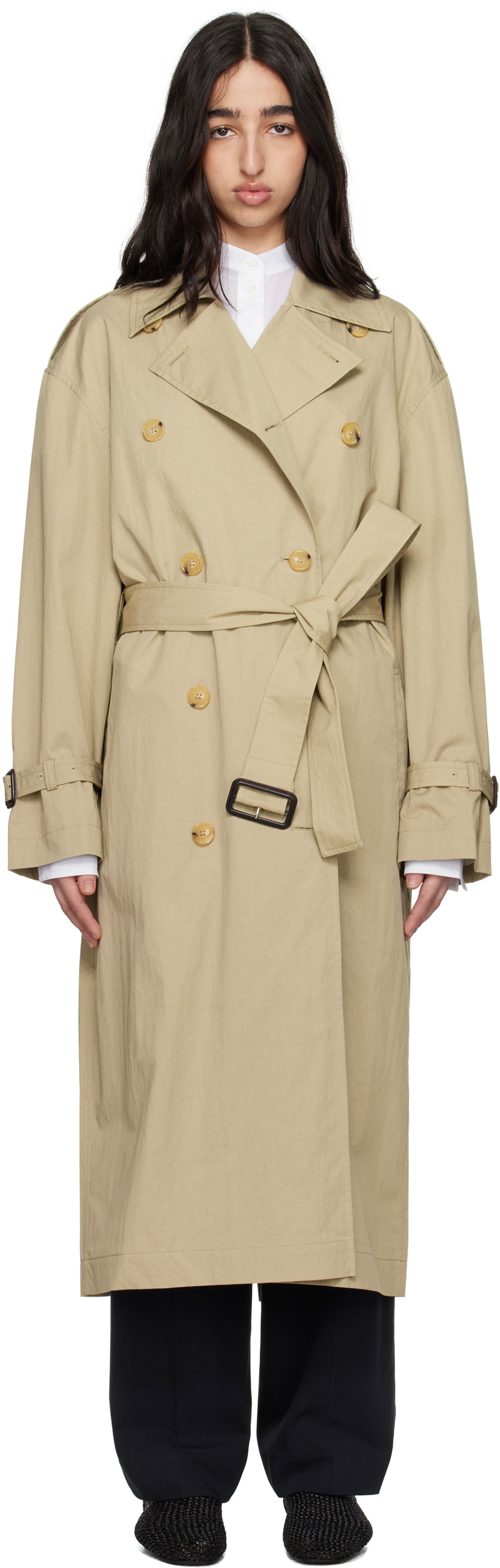 Тренчкот TOTEME TOTEME Crisp Summer Trench Coat Бежово | 252-WRO0197-FB0410, 0