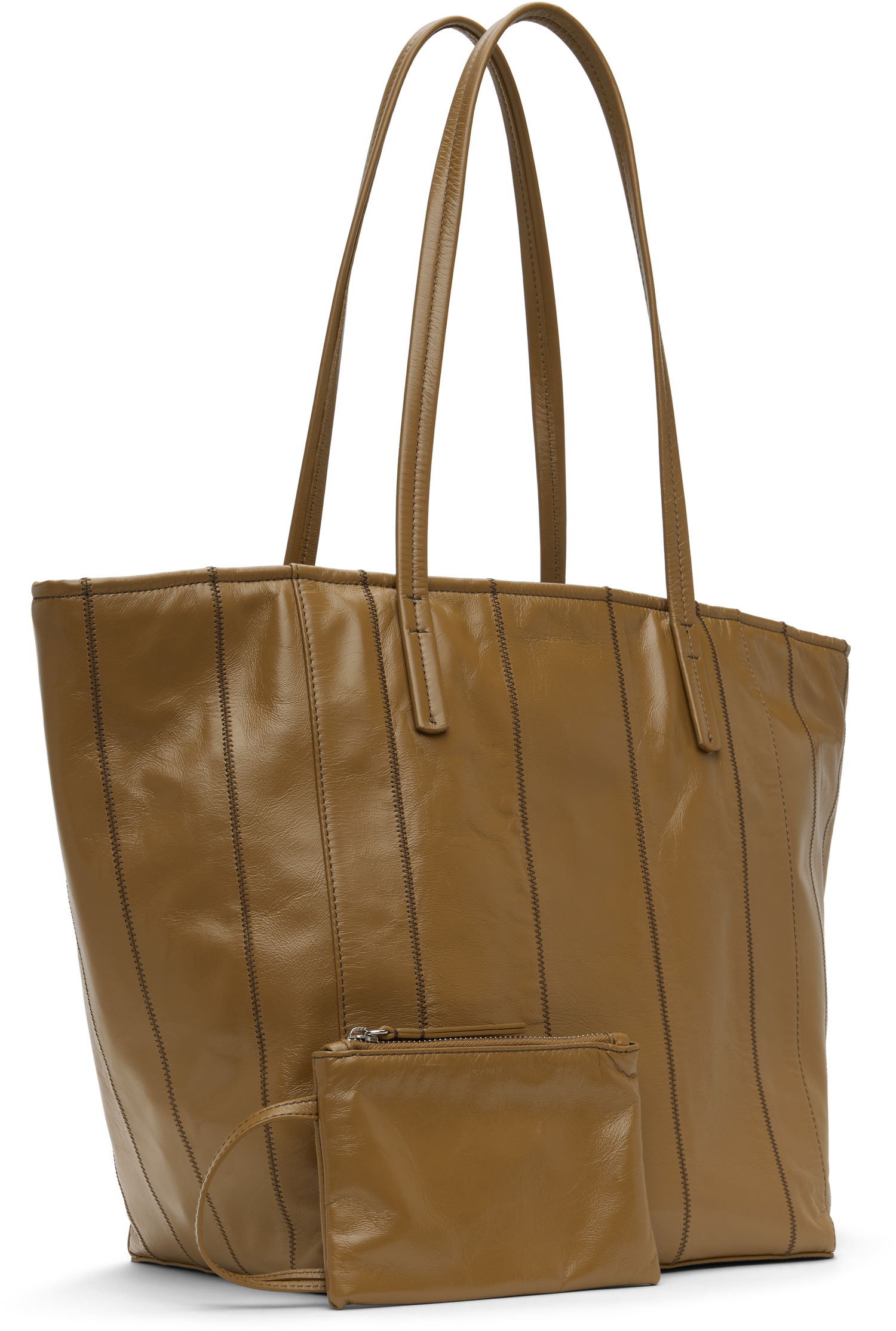 Голяма пазарска чанта BY FAR BY FAR Club Leather Tote Кафяво | MWBTT001LL031BR044PA, 1
