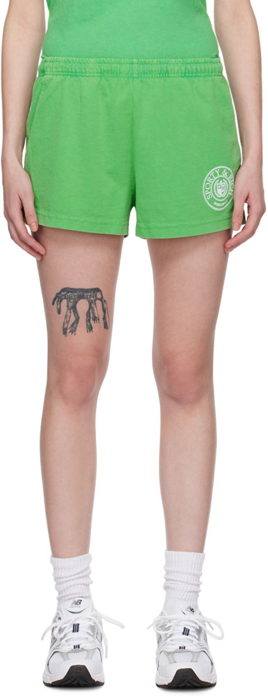 Къси панталони Sporty & Rich Connecticut Crest Shorts Зелено | SHAW2314VE, 0